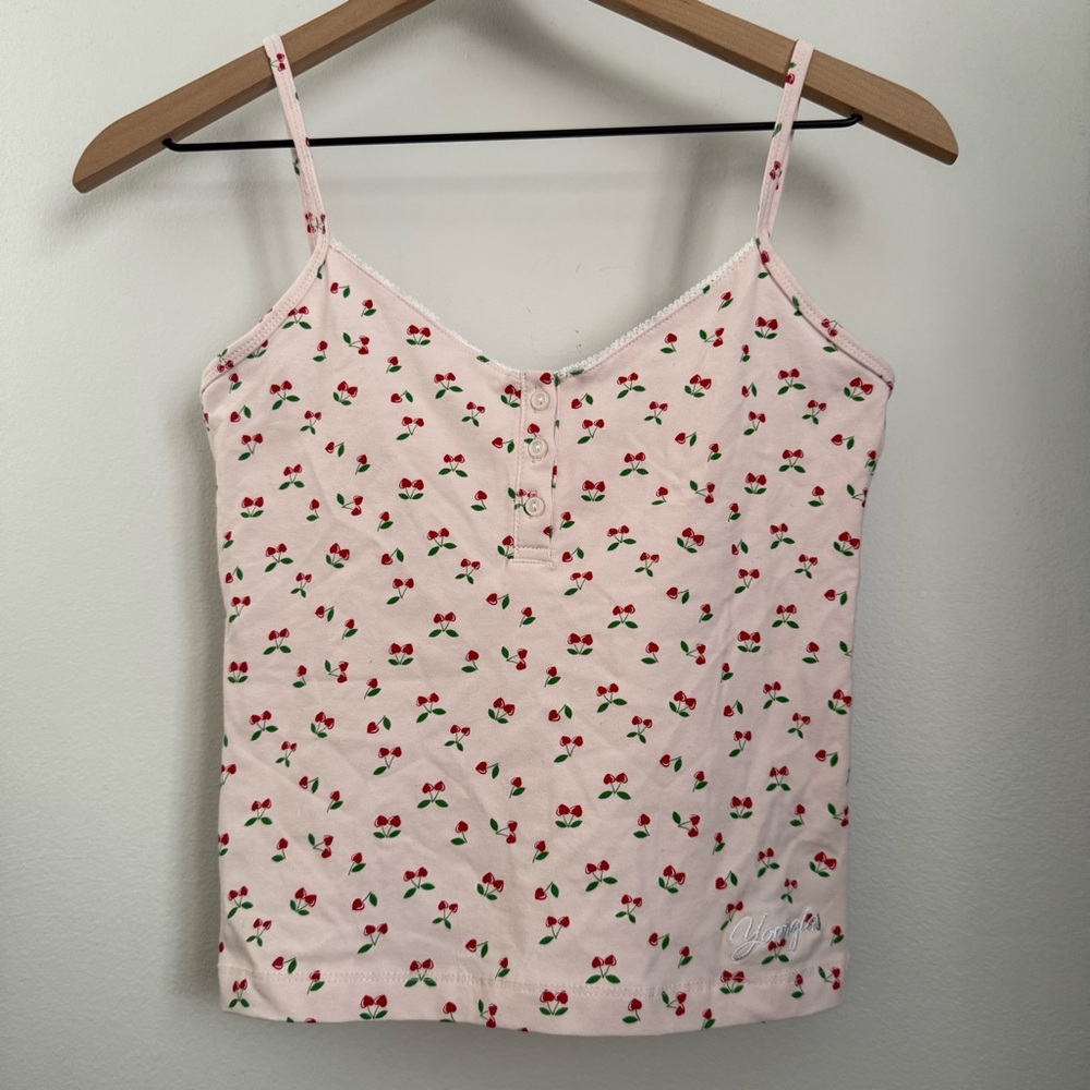 Young LA Medium Cherry Cami PJ Top Light Pink Preppy Coquette